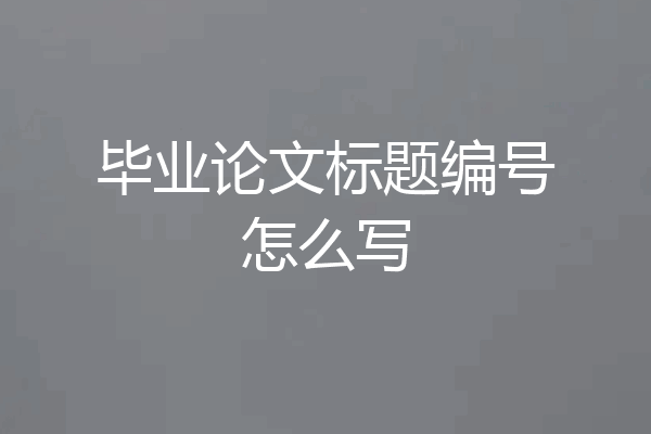 毕业论文标题编号怎么写