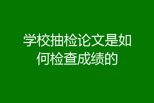 学校抽检论文是如何检查成绩的
