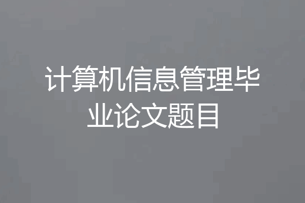 计算机信息管理毕业论文题目