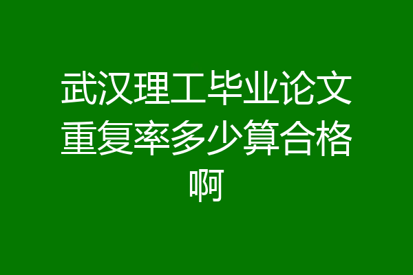 武汉理工毕业论文重复率多少算合格啊