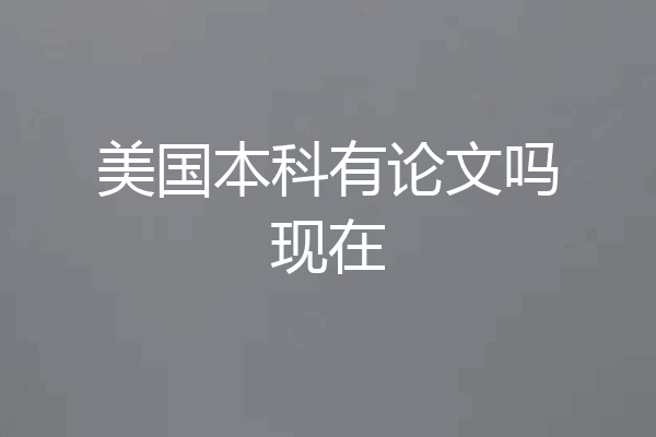 美国本科有论文吗现在