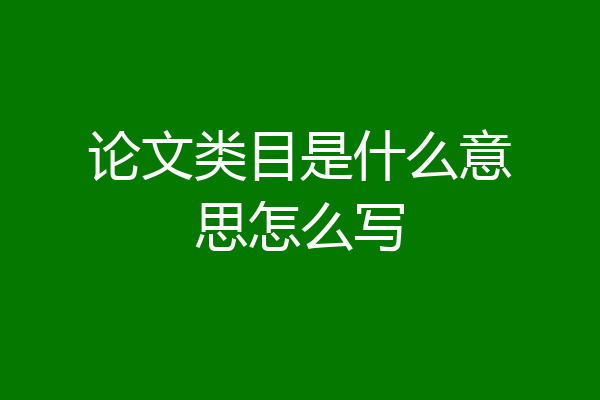 论文类目是什么意思怎么写
