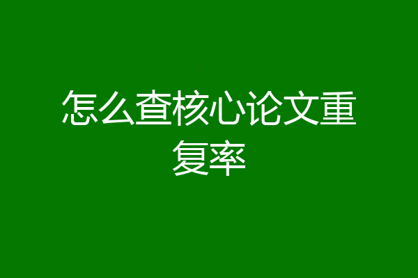 怎么查核心论文重复率