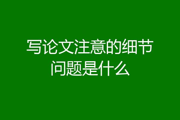 写论文注意的细节问题是什么