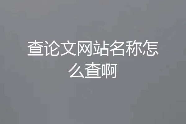 查论文网站名称怎么查啊