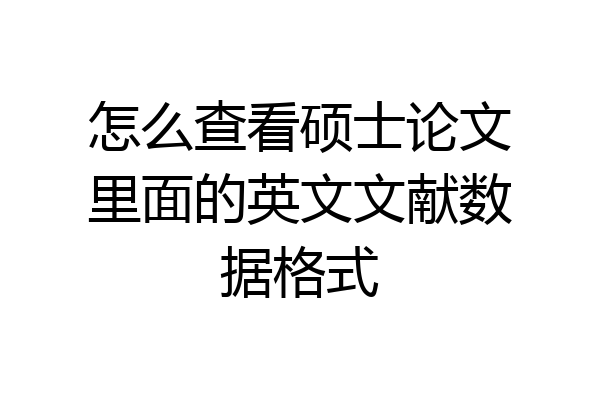 怎么查看硕士论文里面的英文文献数据格式