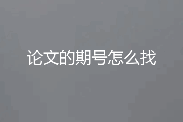 论文的期号怎么找