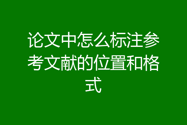 论文中怎么标注参考文献的位置和格式