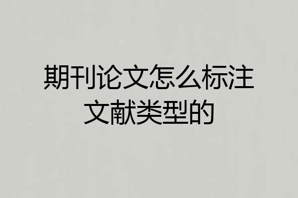 期刊论文怎么标注文献类型的