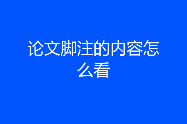 论文脚注的内容怎么看