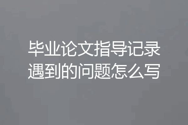 毕业论文指导记录遇到的问题怎么写