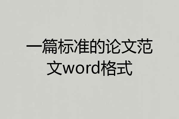 一篇标准的论文范文word格式