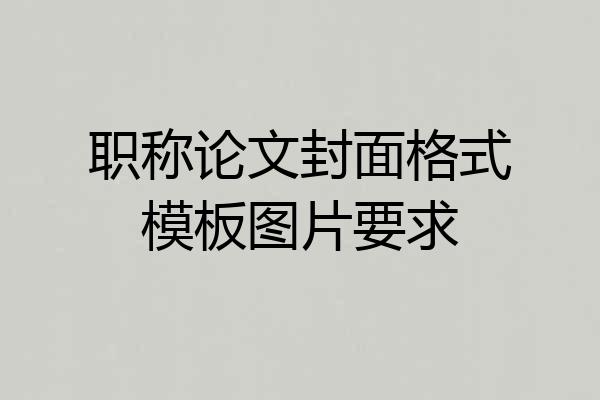 职称论文封面格式模板图片要求