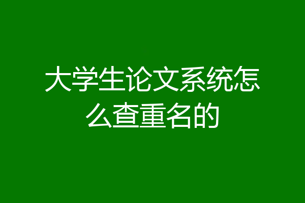 大学生论文系统怎么查重名的