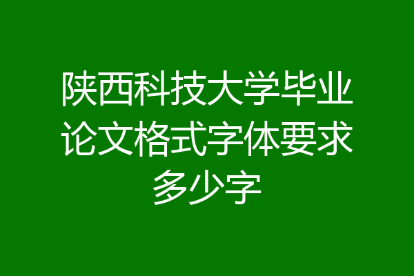 陕西科技大学毕业论文格式字体要求多少字