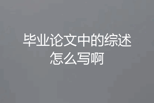 毕业论文中的综述怎么写啊