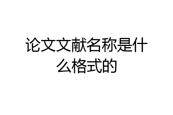 论文文献名称是什么格式的