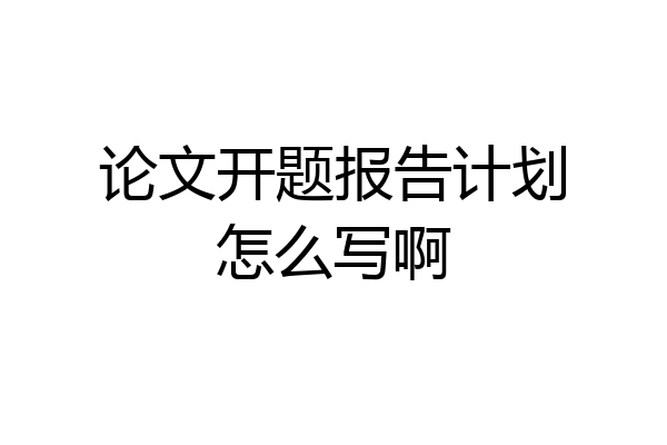 论文开题报告计划怎么写啊