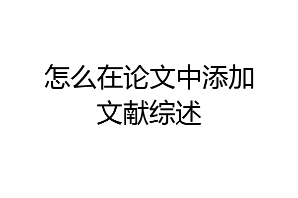 怎么在论文中添加文献综述
