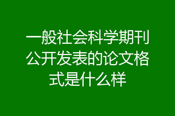 一般社会科学期刊公开发表的论文格式是什么样