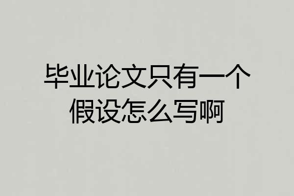 毕业论文只有一个假设怎么写啊