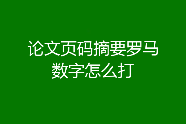 论文页码摘要罗马数字怎么打