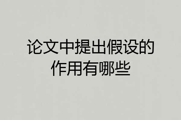 论文中提出假设的作用有哪些