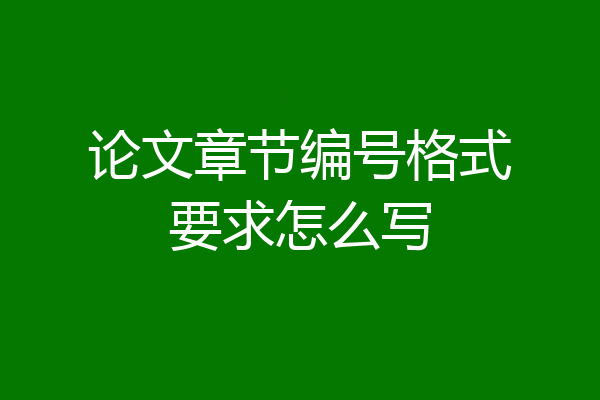 论文章节编号格式要求怎么写
