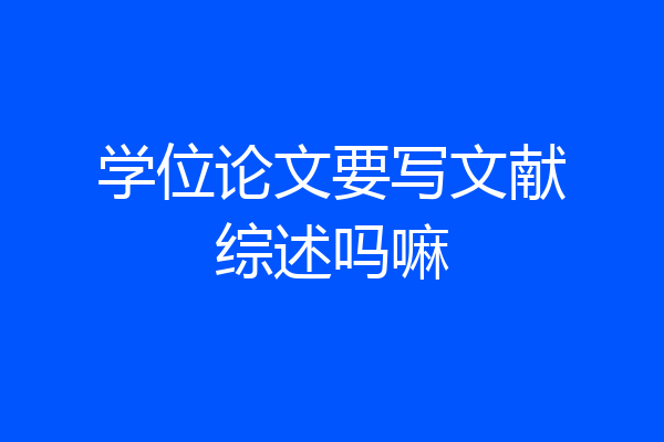 学位论文要写文献综述吗嘛