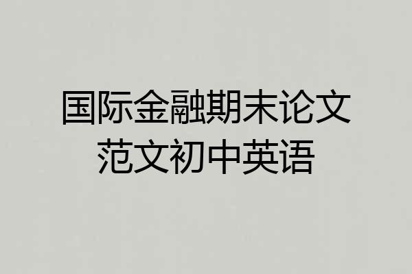国际金融期末论文范文初中英语