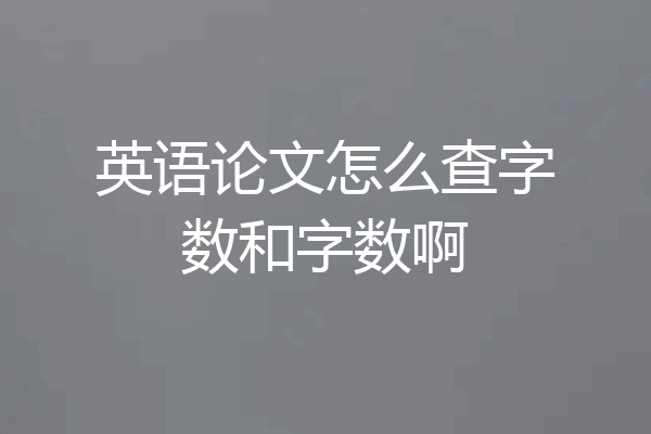 英语论文怎么查字数和字数啊