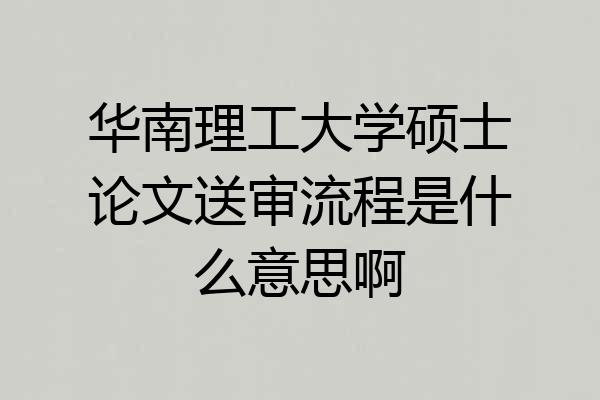 华南理工大学硕士论文送审流程是什么意思啊