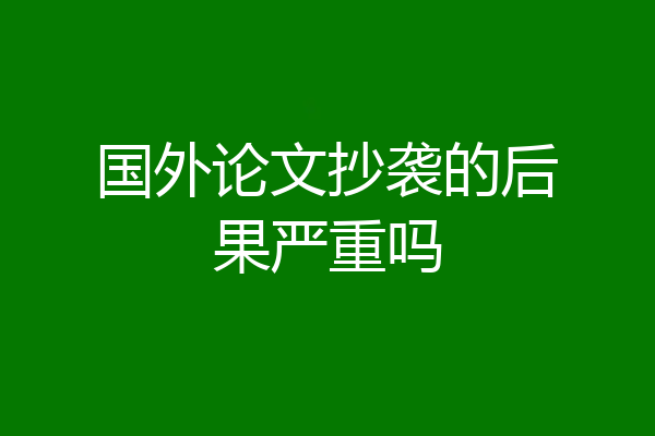 国外论文抄袭的后果严重吗