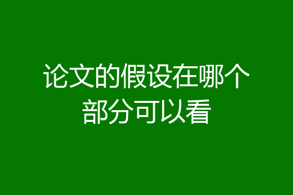 论文的假设在哪个部分可以看