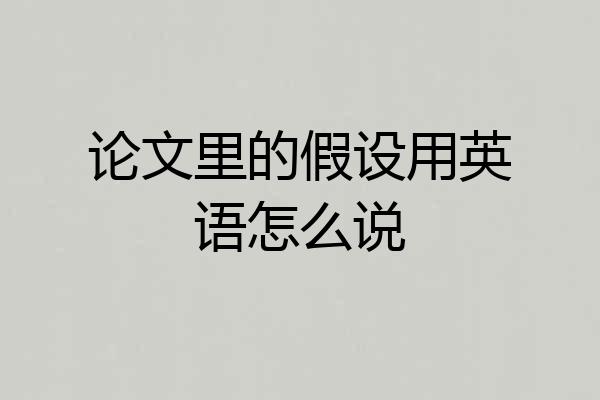 论文里的假设用英语怎么说