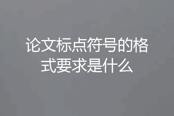 论文标点符号的格式要求是什么