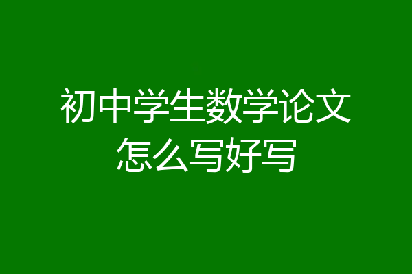 初中学生数学论文怎么写好写