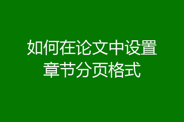 如何在论文中设置章节分页格式