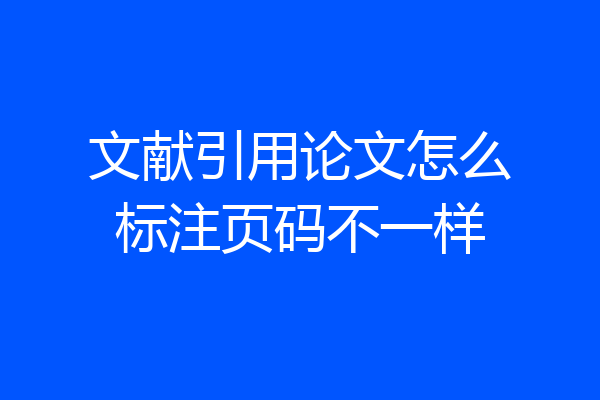 文献引用论文怎么标注页码不一样