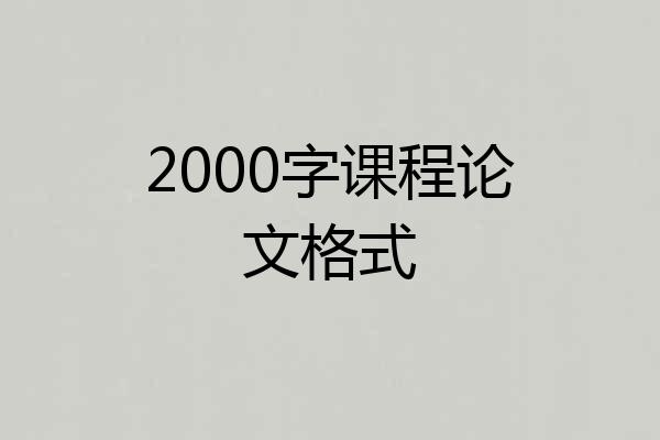 2000字课程论文格式