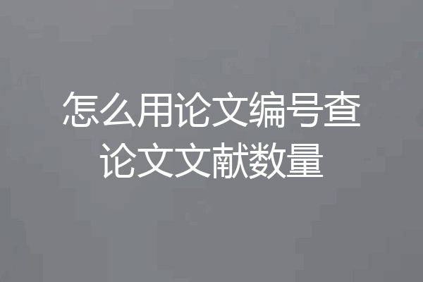 怎么用论文编号查论文文献数量