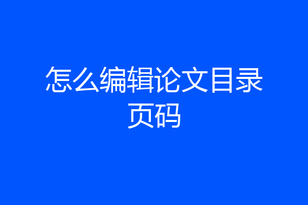 怎么编辑论文目录页码
