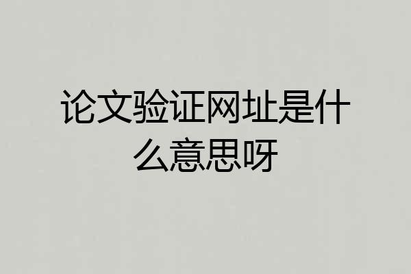论文验证网址是什么意思呀