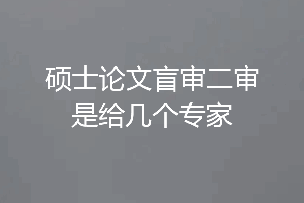 硕士论文盲审二审是给几个专家