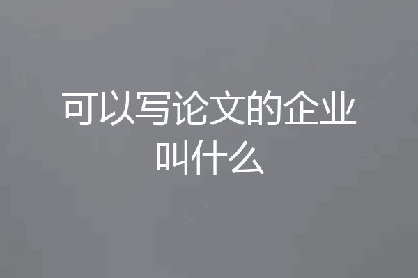 可以写论文的企业叫什么
