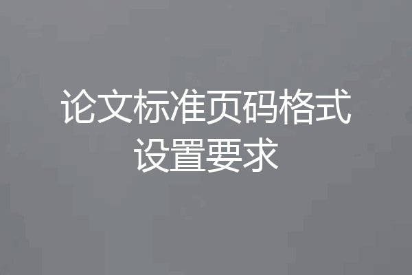 论文标准页码格式设置要求