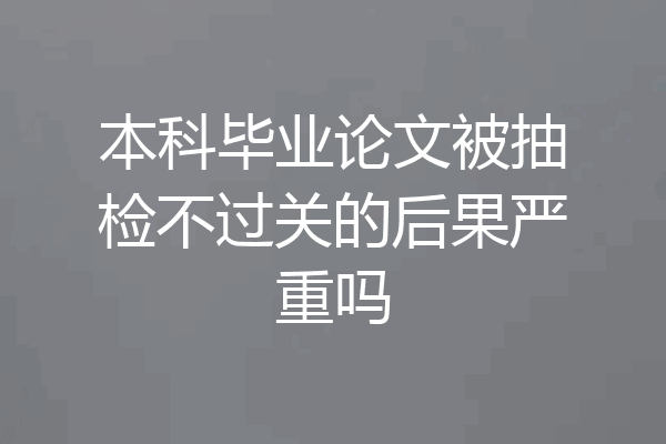 本科毕业论文被抽检不过关的后果严重吗