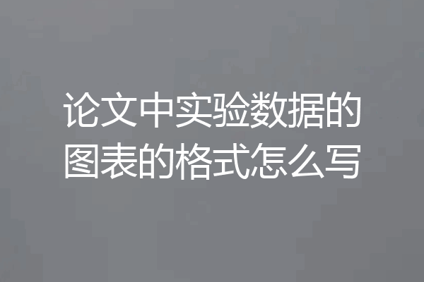 论文中实验数据的图表的格式怎么写