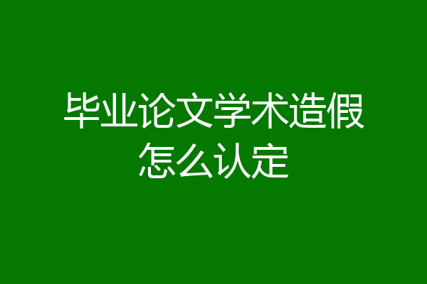 毕业论文学术造假怎么认定