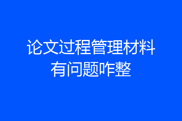 论文过程管理材料有问题咋整